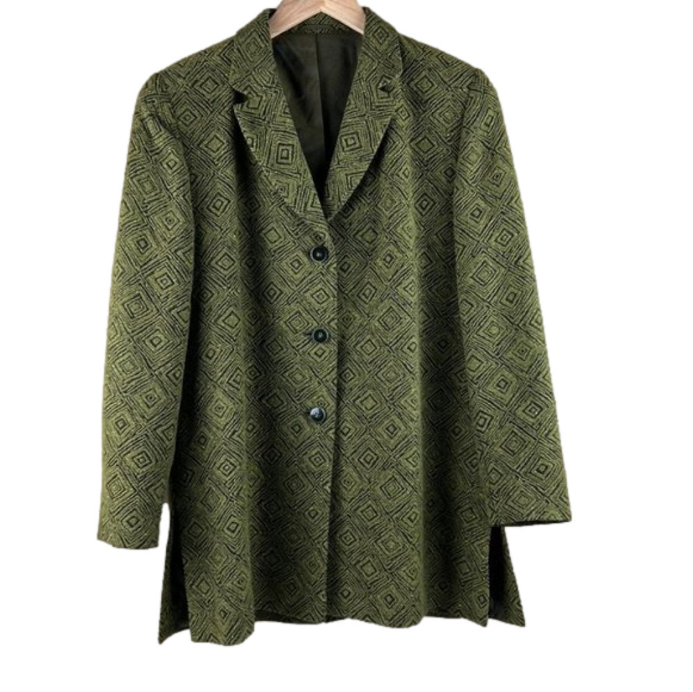 Tuzzi Green Geometric  Long Blazer